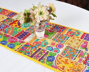 ผ้าปูโต๊ะปักลายดอกไม้สไตล์โบฮีเมียนหลากสี ซักมือได้ ของตกแต่งบ้าน - Product Image 4