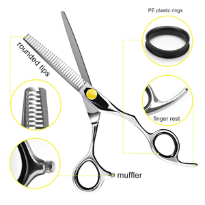 Tijeras Profesionales para Adelgazar el Cabello, Acero Inoxidable, 30 Dientes, Punta Redonda, para Diestros, Mango Largo, Uso en Salón - Product Image 3