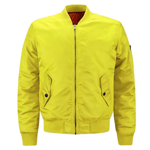 เสื้อแจ็คเก็ตบอมเบอร์สีเหลืองสำหรับผู้ชาย ผ้าโพลีเอสเตอร์ 100% แขนยาว ซิปหน้า มีกระเป๋าหน้า 2 ช่อง เสื้อคลุมสำหรับเด็กผู้ชาย เสื้อแจ็คเก็ตบอมเบอร์สำหรับฤดูหนาว - Product Image 2