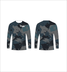 เสื้อตกปลาแห้งเร็วลายพรางสีน้ำเงินเข้มแขนยาวแบบซับลิเมชั่น - Product Image 4