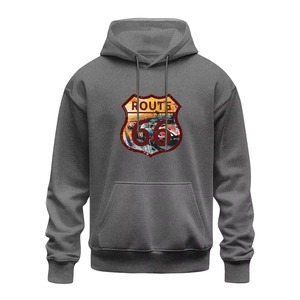 Hecho en EE. UU., Envío Gratuito, MOQ=1, Sudadera con Capucha con Estampado 2D de Graffiti Route 66, Corte Regular para Hombre, Sudadera Informal de Alta Calidad y Peso Pesado - Product Image 2