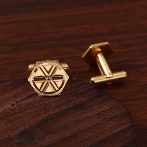 Juego de Gemelos Geométricos Hexagonales de Platino Grabados para Hombre, para Puños de Camisa Formal, Regalo de Lujo para Boda - Product Image 3