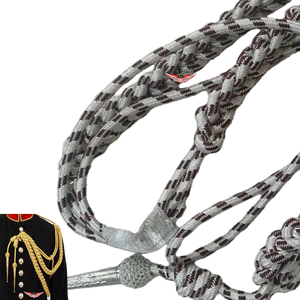 Silver and Grey <b>Braided</b> Aiguillette Silver Metallic Tip Aiguillette Wire <b>Cord</b> Aiguillette - Product Image 3