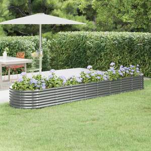 Grand lit de jardin surélevé en acier gris thermolaqué, durable, fournitures de jardinage - Product Image 1
