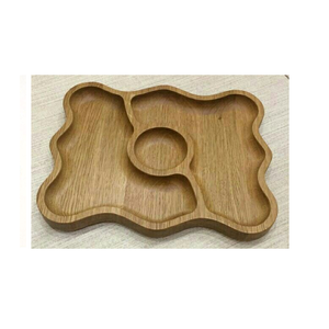 Bandeja de servir de madera hecha a mano con 4 compartimentos y centro redondo, organizador ecológico para aperitivos y condimentos, utensilios de cocina rústicos - Product Image 1