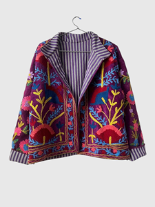 Chaqueta de Algodón con Bordado Floral a Mano, Cuello Camisero, Manga Larga, Talla Grande, Blazer para Mujer, Estilo Primavera - Product Image 1