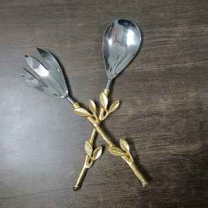 Cuillère de service à salade en acier inoxydable avec poignée en forme de feuille, la plus vendue, compatible lave-vaisselle, pour cuisines, hôtels, maisons, qualité export, vente en gros - Product Image 1