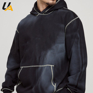 Pantalon décontracté à cordon de serrage coupe régulière, ensemble de survêtement à manches longues pour homme, style streetwear, délavé à l'acide, à capuche, couleur unie contrastante - Product Image 4
