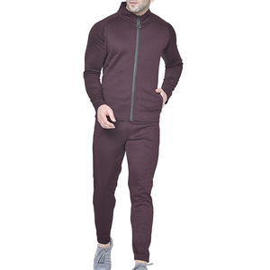 Ensemble de survêtement décontracté pour homme, couleur unie, fermeture éclair intégrale, respirant, en polyester, manches longues, col montant, pour l'automne - Product Image 1