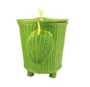 Panier de rangement en rotin en forme de dinosaure vert pour l'organisation des jouets des enfants, design animal mignon, matériau naturel écologique - Product Image 3