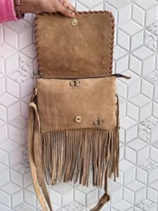 Sac à main à franges en cuir de vachette Western couleur Turquoise Stone Sling Bag Gypsy Boho Western Style Handmade Bag Multi Uses Bags - Product Image 3