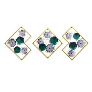 27.6 \ "moderno unico Set di decorazioni da parete in metallo con foglie di loto 3 pezzi con cornice quadrata in oro - Product Image 4