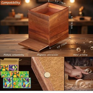 Porta pañuelos de madera de acacia con bandeja de almacenamiento, organizador moderno - Product Image 5