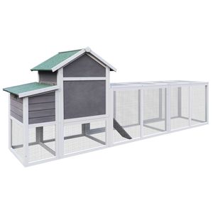 Grande Gabbia per Animali Domestici in Legno Grigio da 122 Pollici, Pollaio con Cassetta per Nidificazione per Conigli da Giardino - Product Image 4