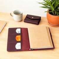 Housse de carnet en cuir véritable A5, style vintage, écologique, résistante, anti-odeurs, rechargeable