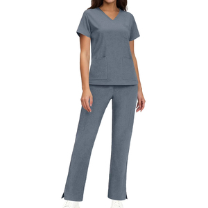 Custom Logo Nursing Scrubs <b>Set</b> Anti-Wrinkle <b>Doctors</b> Uniform Elasticity Fabric Spandex Polyester Scrub <b>Set</b> Scrubs Uniforms <b>Sets</b> - Product Image 1