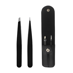 Wholesale High Quality Eco-Friendly Anti-Static Black Stainless Steel Eyelash Eyebrow Tweezers Set Slanted Pointed <b>Makeup</b> <b>Tools</b> - Product Image 1