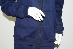 Sudadera con Capucha de Felpa Tejida Azul Marino para Mujer, 100% Algodón, Transpirable, Casual, Lavado Ácido, Ropa Deportiva Personalizada OEM - Product Image 4