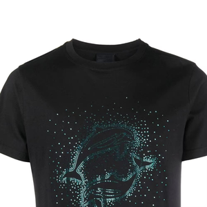 T-shirts pour hommes en tissu toile respirant avec strass OEM, logo personnalisable, manches courtes, col rond, vente en gros - Product Image 4