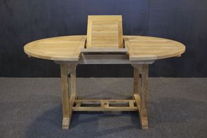Table ronde extensible en teck massif, finition bien poncée, pour l'extérieur, 6 places - Product Image 2