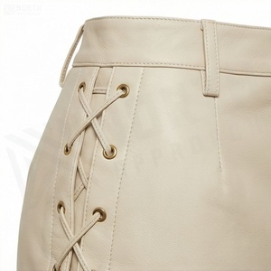 Jupe crayon mini en similicuir taille haute pour femme avec détail latéral à lacets, couleur unie, style sexy, à porter toute l'année - Product Image 5