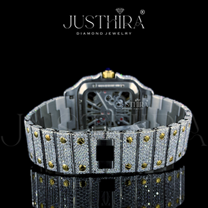 Montre de luxe en acier inoxydable avec cadran en verre et diamants de laboratoire de qualité supérieure, conçue pour une brillance éclatante, robuste et haut de gamme, Inde - Product Image 5