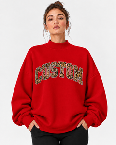 Sweat-shirt à col montant, manches longues, épaules tombantes, en tissu polaire de qualité supérieure, avec logo brodé personnalisé - Product Image 1