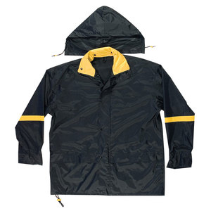 Veste imperméable à capuche unisexe pour adulte, coupe classique, 100% polyester, couleur unie, fermeture éclair, coupe-vent toutes saisons - Product Image 4
