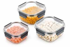 Rectangular <b>Food</b> <b>Storage</b> <b>Container</b> Clip-On Lid Airtight Freshness Preservation Kitchen Use <b>PET</b> Minimalist Design Luxury Foldable - Product Image 1