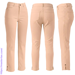 Pantalon chino femme taille mi-haute cinq poches coupe droite printemps-été en coton/élasthanne longueur intégrale teint en pièce lavable respirant 6.78 OZ - Product Image 3