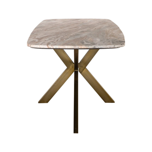 Table à manger octogonale en marbre moderne italienne 6 places, finition métal doré, pieds araignée, pour maison, bureau, hall, cuisine, restaurant - Product Image 3