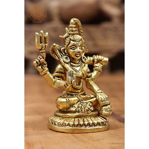 Statue de seigneur Shiva de petite taille en laiton fabriquée en Inde pour offrir des artefacts de sculpture - Product Image 1