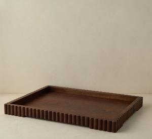 Wholesale Custom Modern Brown Walnut Wood Eco Friendly Multifunction Serving Food <b>Tray</b> <b>Large</b> Small Sizes Decorative Handles - Product Image 1