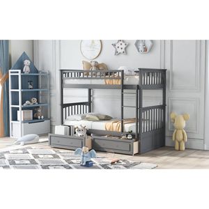 Letto a Castello Convertibile Grigio con Cassetti per Bambini, Vecchio SKU SM000240AAE 1 - Product Image 4