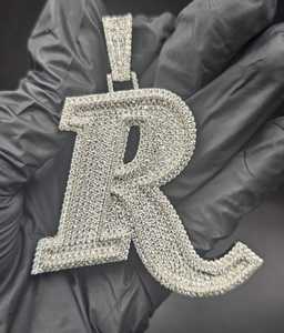 Custom R Letter Moissanite Diamond <b>Initial</b> Hip Hop <b>Pendant</b> Iced Out 925 Sterling <b>Silver</b> For Men's Fine Jewelry <b>Pendants</b> & Charms - Product Image 1