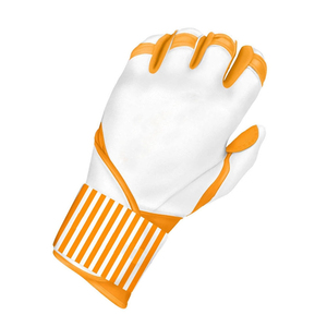 <b>Orange</b> White Split Finger Baseball Batting Gloves Pull On Closure Right Handed Adult Non Slip Training Glove - Product Image 5
