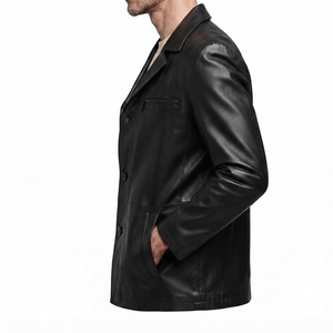 Men's <b>Leather</b> <b>Jacket</b> <b>Blazer</b> Style Button Front Coat Wholesale Clothing Supplier - Product Image 5