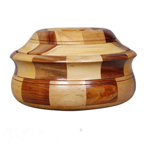 Eco-Friendly Mango Wood Chapati Box with <b>Lid</b> Casseroles Hand Dishware with knob and handmade polished - Product Image 5