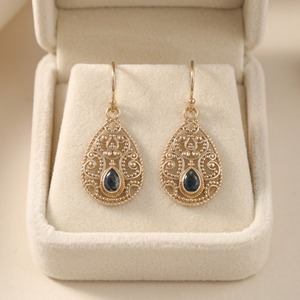 Pendientes Colgantes de Ágata Musgosa Natural con Filigrana Chapada en Oro, Gema de Pera, Joyería Boho Vintage, Regalo para Mujer, Fiesta - Product Image 4