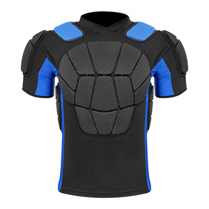 Protector de Pecho Acolchado Negro y Azul para Hombre, Armadura de Malla Ajustada, Equipo de Fútbol Americano, Manga Corta, Cuello en V, para Adultos, Todas las Temporadas - Product Image 1