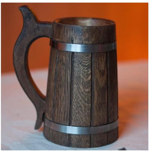 Mug en bois naturel de luxe, 100% écologique, fait main, de qualité supérieure, pour fêtes, bière, café et lait, avec plateau inclus - Product Image 6