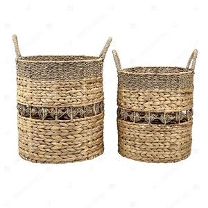 SWIRL Collection Organizer <b>Kitchen</b> <b>Tray</b> Seagrass Water Hyacinth <b>Tray</b> Storage Basket Set Holder Home Décor - Product Image 3