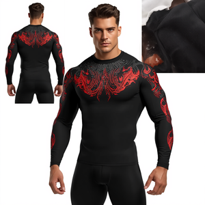 Mens Luxury <b>Flame</b> Rhinestone Compression <b>Shirt</b> Premium Long Sleeve Gym Workout Athletic Wear Wholesale - Product Image 2