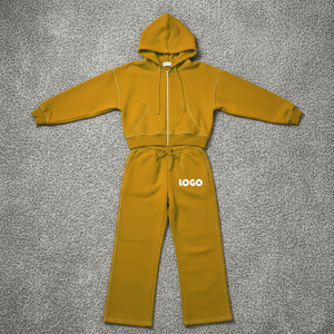 Custom Logo Women Streetwear Full <b>Zip</b> Hoodie & Sweatpants Set Casual Jogger Tracksuit OEM Wholesale Athleisure Suit - Product Image 6