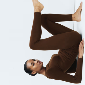 Pantalones de Yoga sin Costuras para Mujer, Color Marrón, para Entrenamiento, Gimnasio, Atractivos, Térmicos, Elásticos, para Uso Diario - Product Image 4