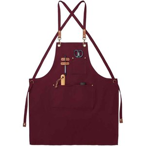 Tablier de cuisine en toile personnalisé avec logo imprimé, tablier de chef en coton imperméable avec sangle réglable et poches - Product Image 1