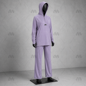 Custom Logo Modest Sportswear Muslim Women Breathable Hooded Zipper Summer Long Sleeve Gym <b>Yoga</b> Activewear <b>T</b>-<b>Shirt</b> - Product Image 5