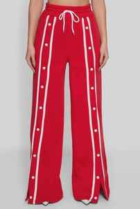 Conjunto Deportivo Rojo Personalizado para Mujer, Chaqueta con Cierre y Pantalones Anchos, Ropa Deportiva Casual de Dos Piezas - Product Image 4