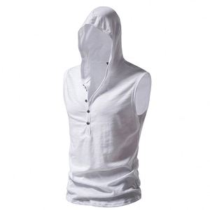 เสื้อฮู้ดแขนกุดสำหรับผู้ชาย ทรงเข้ารูป สีพื้น ผ้าวอร์สเตด สำหรับฤดูใบไม้ร่วง คอกลม ระบายอากาศได้ดี แห้งเร็ว - Product Image 2