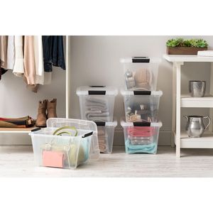 Set di 4 Contenitori in Plastica Senza BPA da 19 Qt con Coperchi e Chiusure, Soluzione Organizzativa Trasparente, Resistenti e Impilabili - Product Image 4